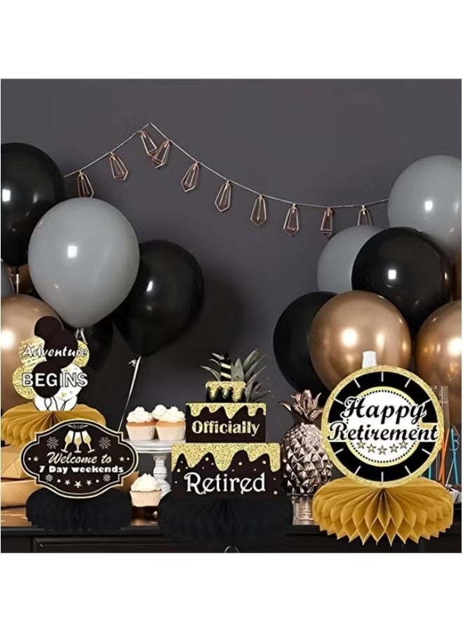 9PCS Retirement Party Decorations, Retirement Centerpieces for Table,Black and Gold Retirement Table Decorations, Retirement Decor for Retirement Party Retirement Party Supplies Men and Women - Image 4